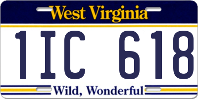 WV license plate 1IC618