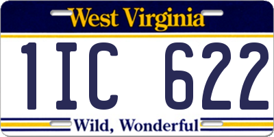 WV license plate 1IC622