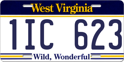 WV license plate 1IC623