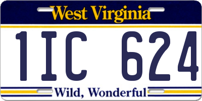 WV license plate 1IC624