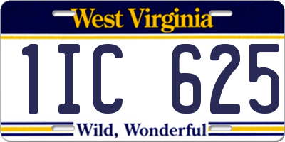 WV license plate 1IC625