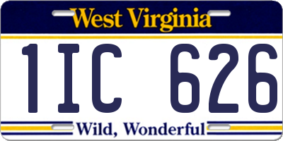 WV license plate 1IC626