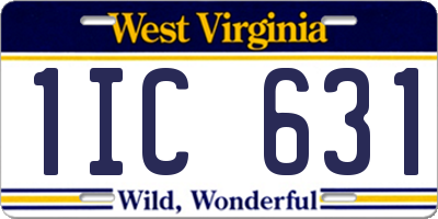 WV license plate 1IC631