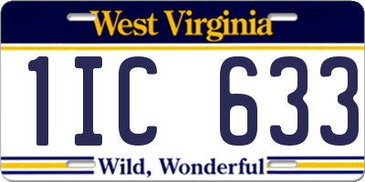WV license plate 1IC633