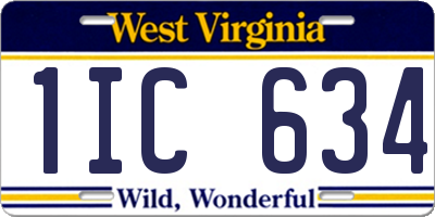 WV license plate 1IC634