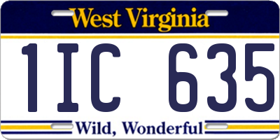 WV license plate 1IC635
