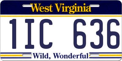 WV license plate 1IC636