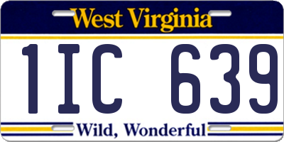 WV license plate 1IC639