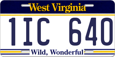 WV license plate 1IC640