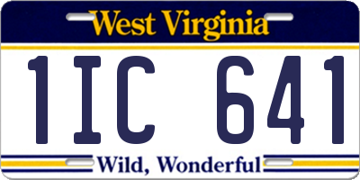 WV license plate 1IC641