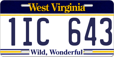 WV license plate 1IC643