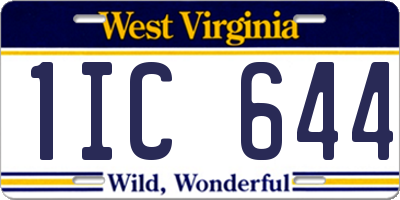 WV license plate 1IC644