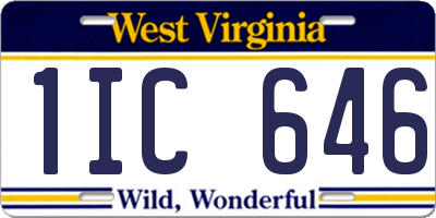 WV license plate 1IC646