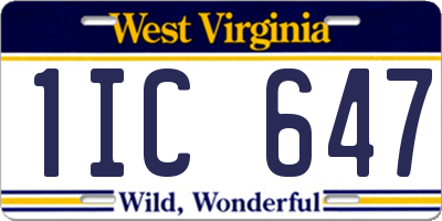 WV license plate 1IC647