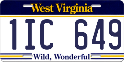 WV license plate 1IC649