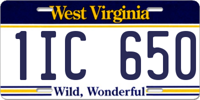 WV license plate 1IC650
