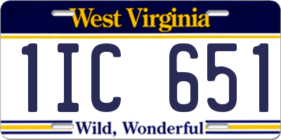 WV license plate 1IC651