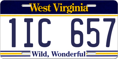 WV license plate 1IC657