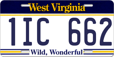 WV license plate 1IC662
