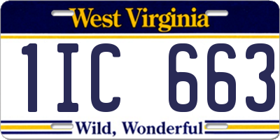 WV license plate 1IC663
