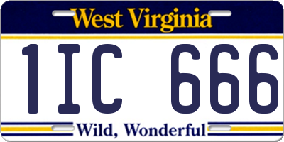 WV license plate 1IC666