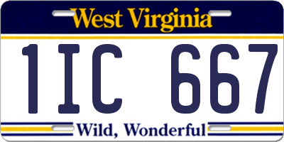 WV license plate 1IC667