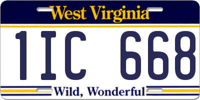 WV license plate 1IC668