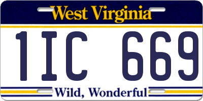 WV license plate 1IC669
