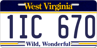 WV license plate 1IC670