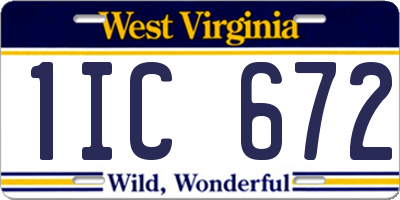 WV license plate 1IC672