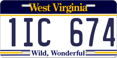 WV license plate 1IC674