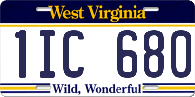 WV license plate 1IC680