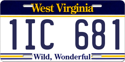 WV license plate 1IC681