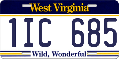 WV license plate 1IC685