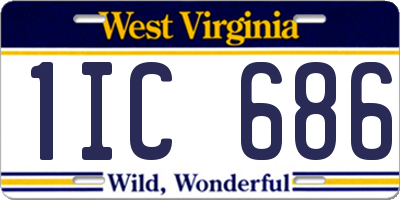 WV license plate 1IC686
