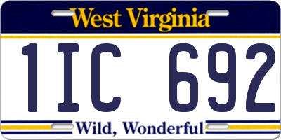 WV license plate 1IC692