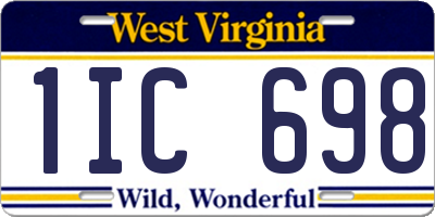 WV license plate 1IC698