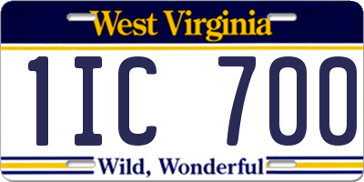 WV license plate 1IC700