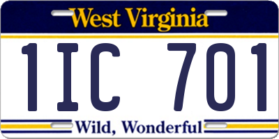 WV license plate 1IC701
