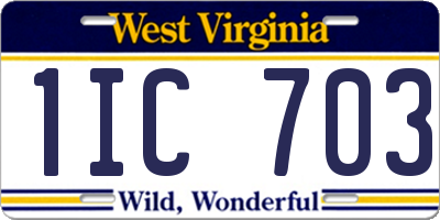 WV license plate 1IC703