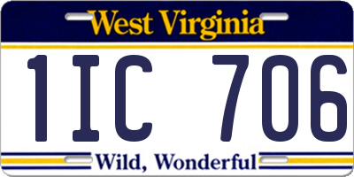 WV license plate 1IC706