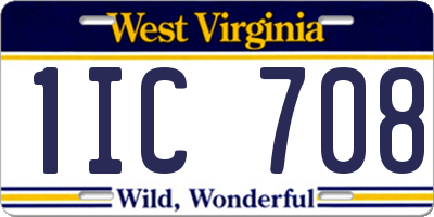 WV license plate 1IC708