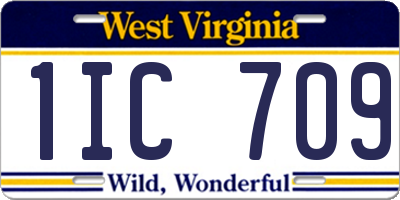 WV license plate 1IC709