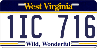 WV license plate 1IC716