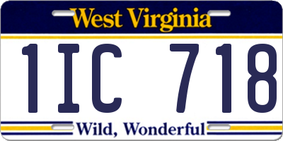 WV license plate 1IC718