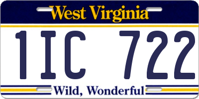 WV license plate 1IC722