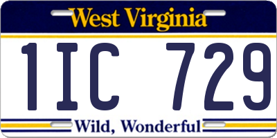 WV license plate 1IC729