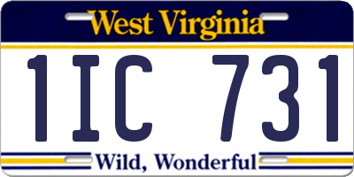 WV license plate 1IC731