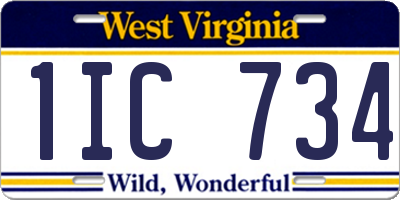 WV license plate 1IC734