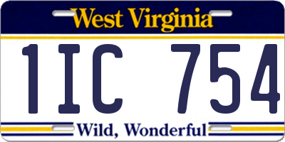 WV license plate 1IC754